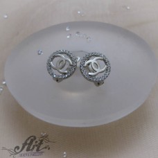 Сребърни обеци с циркони "Шанел" - E-1358